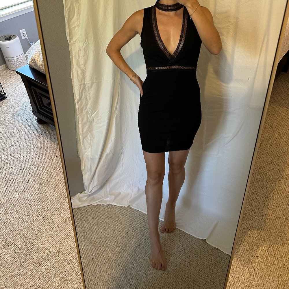 Black Mini Dress with Mesh